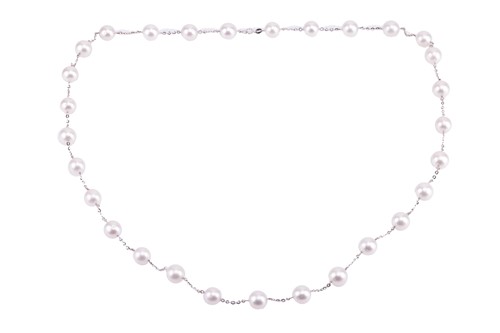 Lot 91 - A cultured pearl link necklace, comprising a...