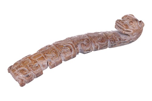 Lot 43 - A large Chinese archaistic carved buff jade...