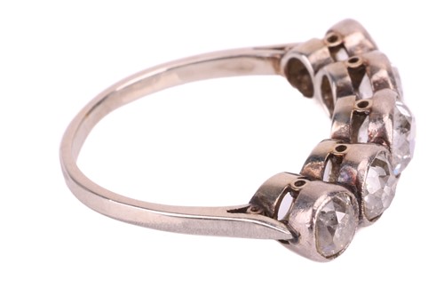 Lot 17 - A diamond five stone half hoop ring, set with...