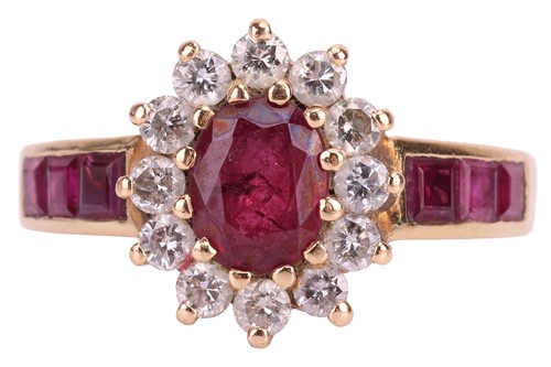Lot 13 - A gem-set floral cluster ring, the centrally...
