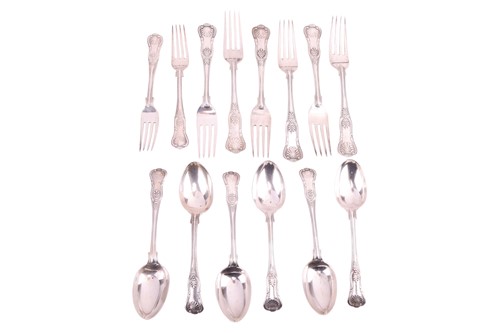 Lot 147 - A part canteen of silver King's pattern...