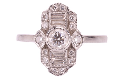 Lot 188 - A diamond dress ring, set with a central round...