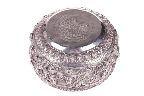 Lot 5 - A 19th-century Burmese silver circular bowl,...
