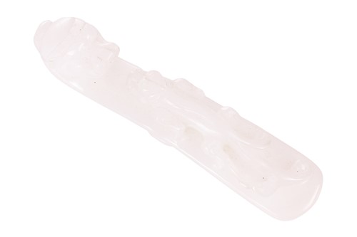 Lot 38 - A Chinese carved white jade fibular belt hook,...