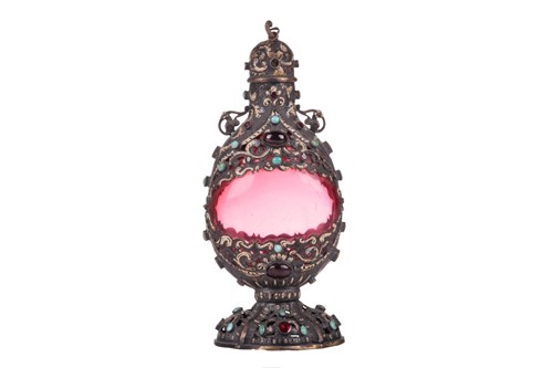 Lot 238 - An Austro-Hungarian silver-mounted ruby glass...