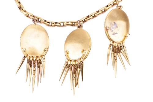 Lot 9 - A Victorian enamel fringe necklace, dangling...