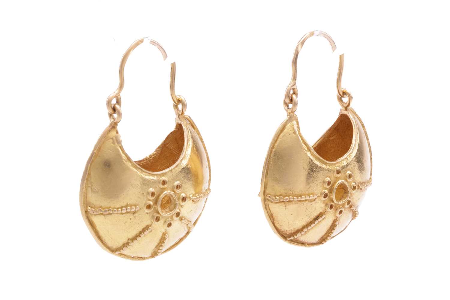 Lot 20 - A pair of Etruscan-style creole earrings, of...