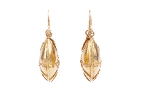 Lot 20 - A pair of Etruscan-style creole earrings, of...