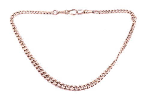 Lot 123 - A watch chain in 9ct rose gold, comprising a...