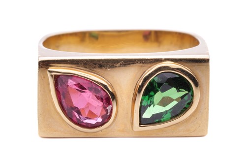Lot 63 - A gem-set ring, featuring a pear-shaped...