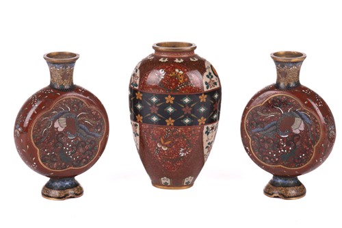 Lot 41 - A Chinese aventurine enamel cloisonne...