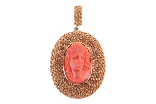 Lot 11 - A 19th century carved coral pendant, depicting...