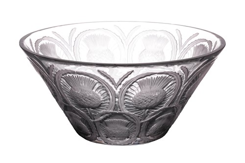 Lot 76 - A Lalique frosted and clear 'Chardon' bowl,...