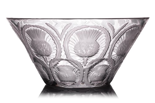 Lot 76 - A Lalique frosted and clear 'Chardon' bowl,...