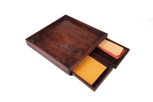 Lot 41 - A Chinese Hongmu square correspondence tray...