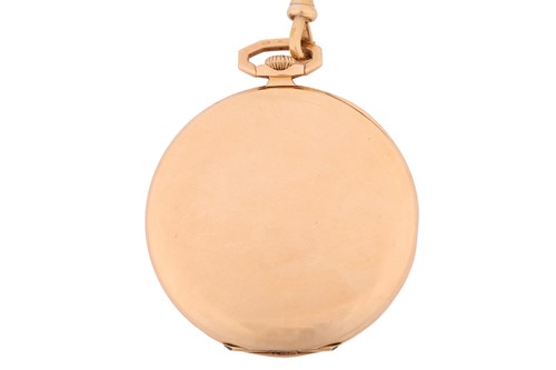 Lot 260 - An open-face 18ct gold pocket watch and chain,...