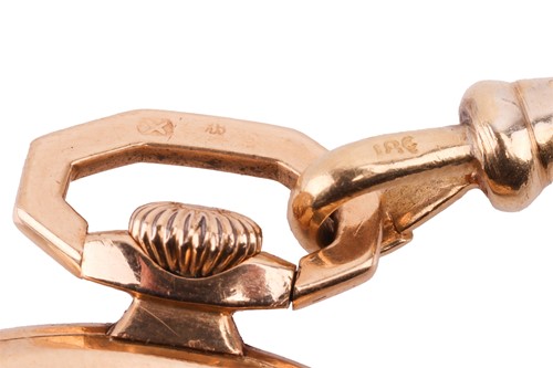 Lot 260 - An open-face 18ct gold pocket watch and chain,...