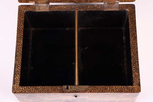 Lot 32 - A Chinese black lacquer ogee moulded...