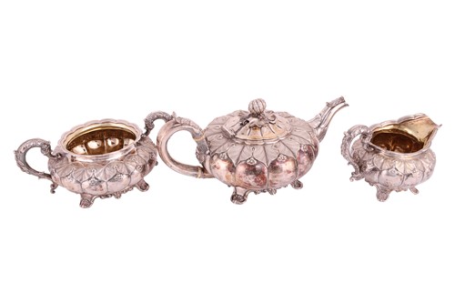 Lot 322 - A George IV silver three-piece tea service of...