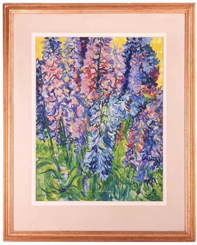 Lot 98 - Sir Jacob Epstein (1880 - 1959), Delphiniums,...