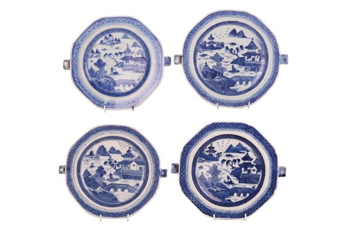 Lot 53 - A set of four Chinese blue and white octagonal...
