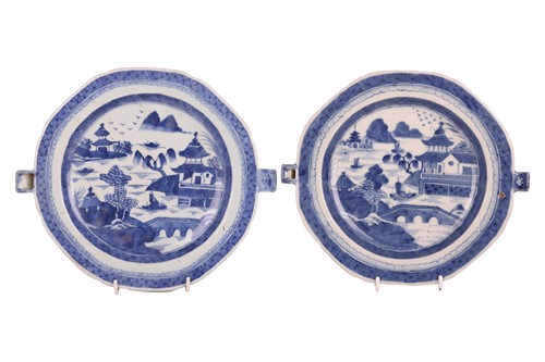 Lot 53 - A set of four Chinese blue and white octagonal...