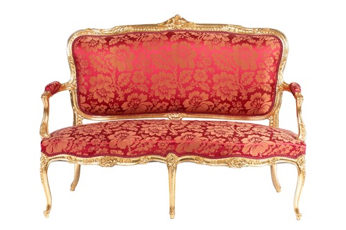 Lot 66 - A 20th century Louis XV-style canape settee,...