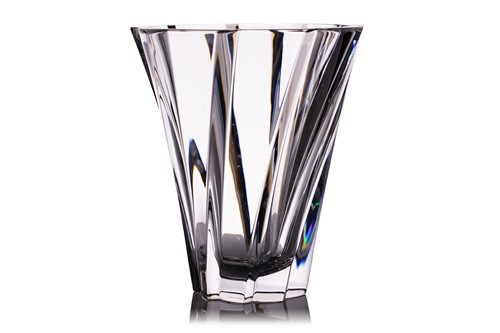 Lot A large boxed Baccarat glass vase, of conical...