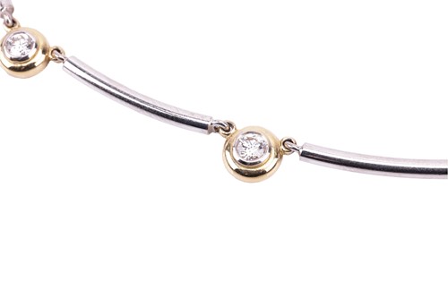 Lot 176 - A diamond-set link necklace, featuring eleven...