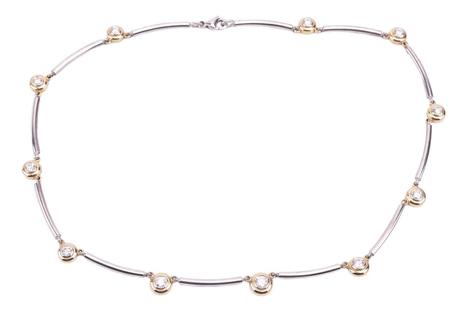 Lot 176 - A diamond-set link necklace, featuring eleven...