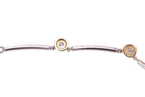 Lot 176 - A diamond-set link necklace, featuring eleven...