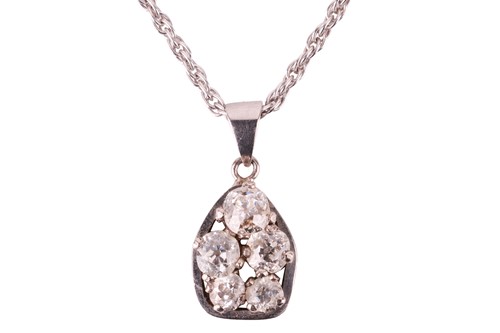 Lot 137 - A diamond pendant necklace, featuring a...