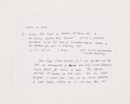 Lot 118 - Death in India - Two letters written by Sir...