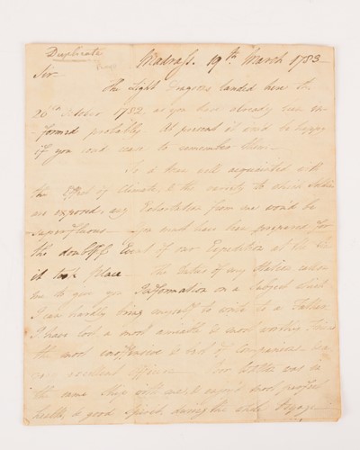 Lot 118 - Death in India - Two letters written by Sir...