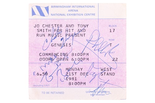 Lot 76 - Genesis: a band-signed concert ticket, from...