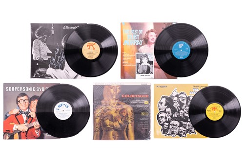 Lot 75 - A mixed group of five signed vinyl LPs,...