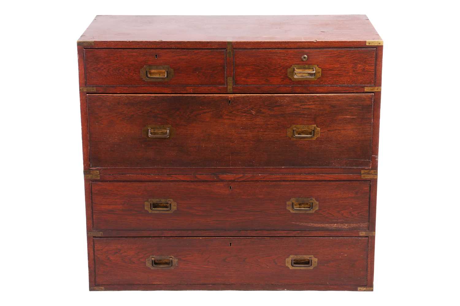 Lot 118 - A late Victorian teakwood two-section campaign...