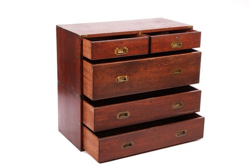 Lot 118 - A late Victorian teakwood two-section campaign...