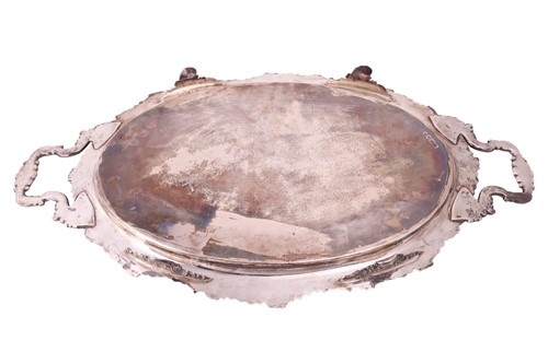 Lot 296 - An Edwardian silver two handled tray, oval...