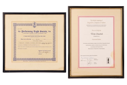 Lot 348 - Two framed membership certificates, issued to...