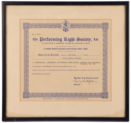 Lot 348 - Two framed membership certificates, issued to...