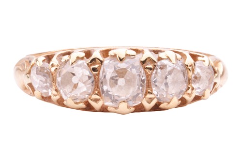 Lot 149 - An old cut diamond five stone ring, set with a...