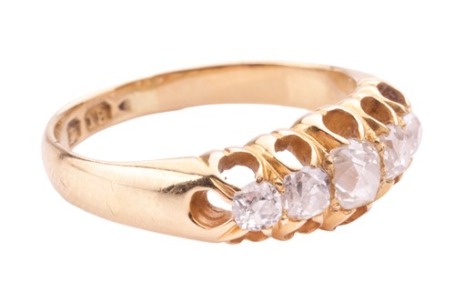 Lot 124 - An old-cut diamond five-stone ring, set with a...