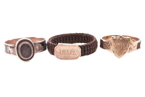 Lot 7 - A collection of three mourning rings;...