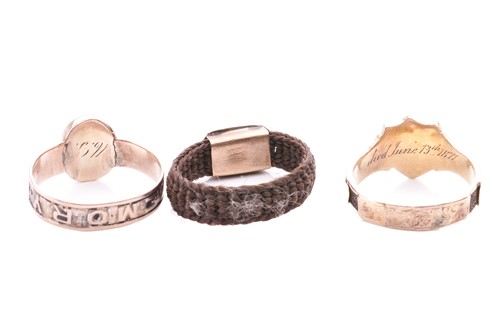 Lot 7 - A collection of three mourning rings;...