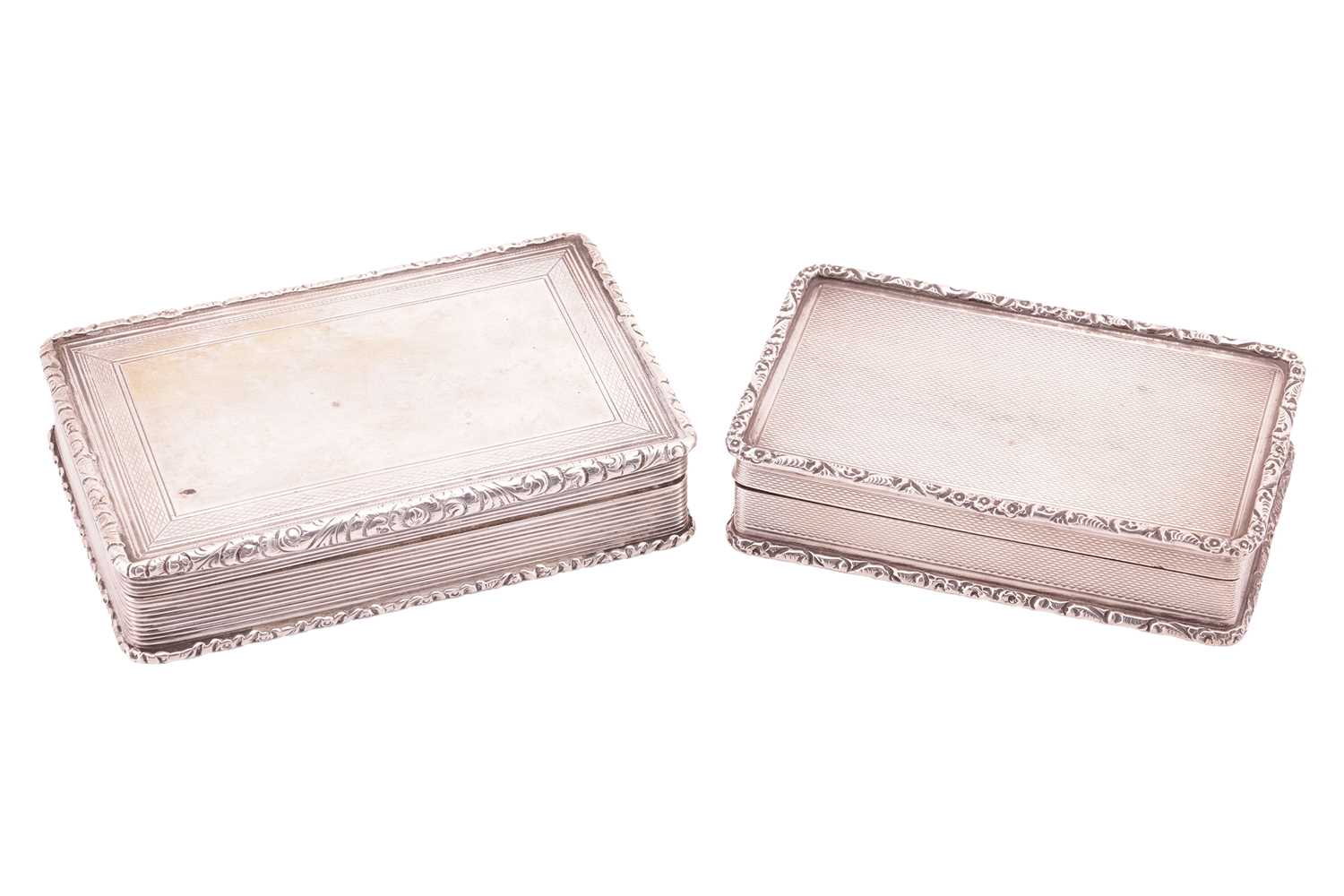 Lot 323 - Two silver snuff boxes; comprising a