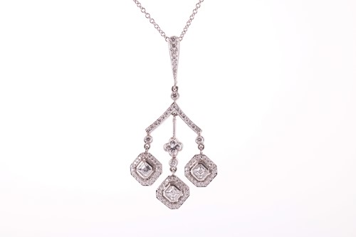 Lot 160 - A diamond pendant in a chandelier design with...