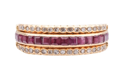 Lot 87 - A 'Day and Night' flip-over eternity ring,...