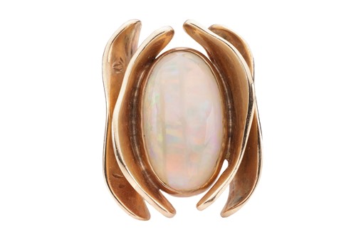 Lot 46 - An opal dress ring of stylised design,...