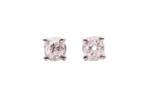 Lot 69 - A pair of old cut diamond stud earrings, each...